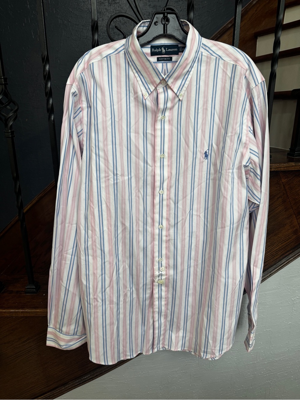 New XL Ralph Lauren Pink & Blue Stripe Button-Down Shirt - Picture 8 of 13